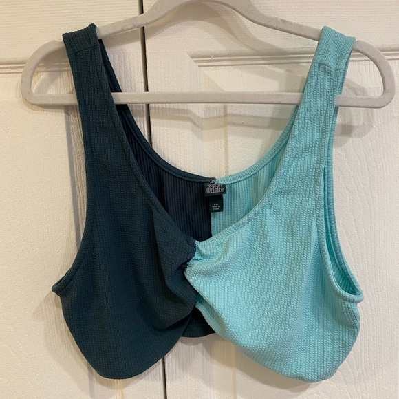 Wild Fable XXL Blue and Green Colorblock Plus Size Crop Top - Picture 1 of 9